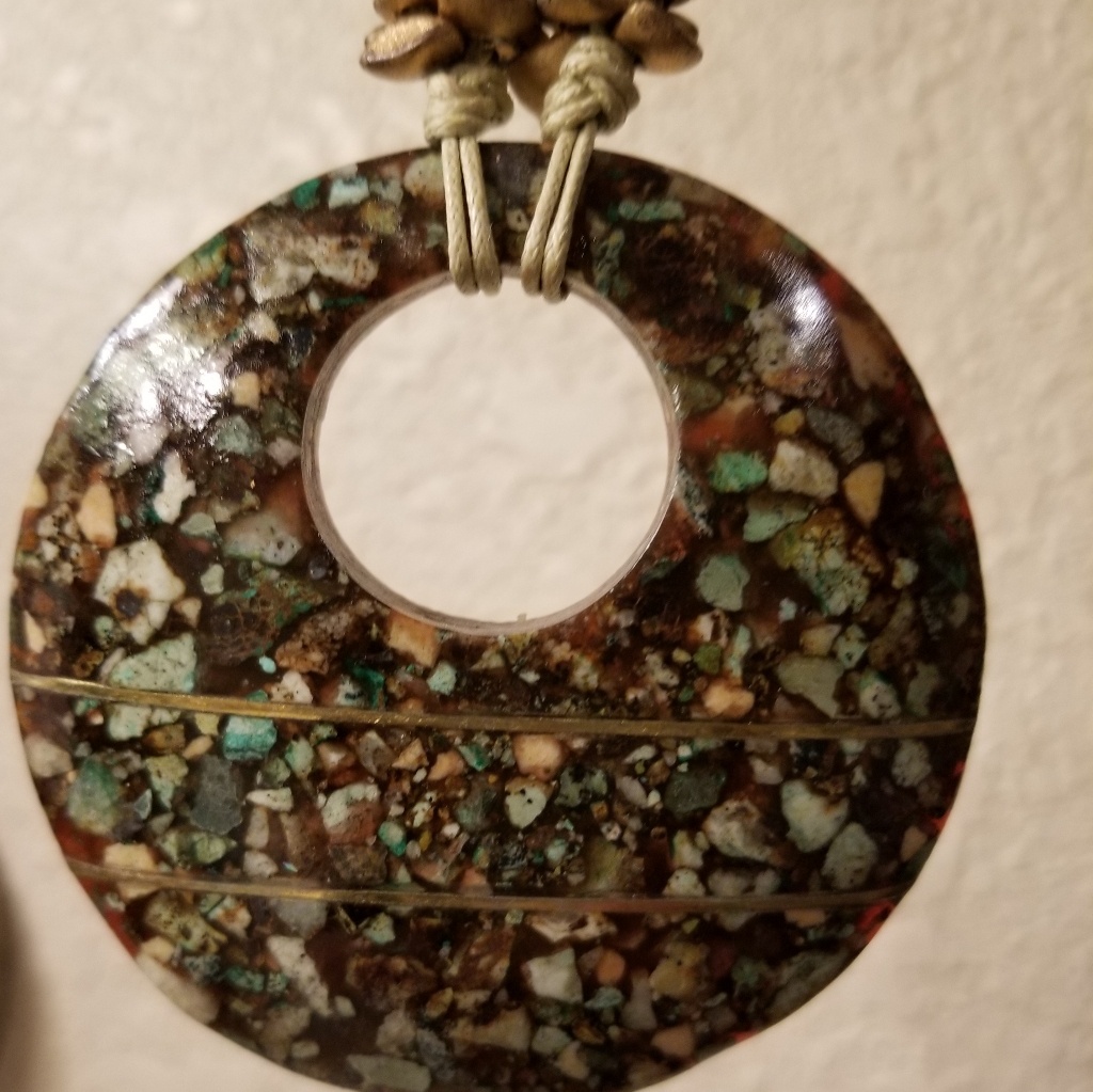 Necklace With Resin Pendant That Looks Stone